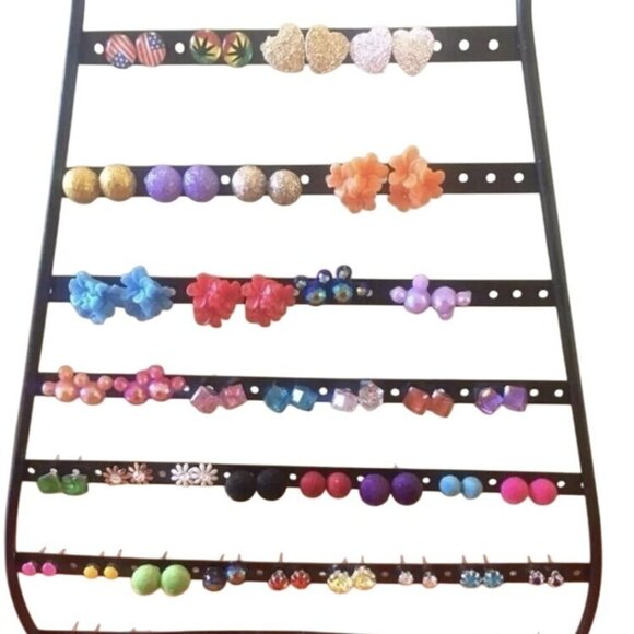 Women's Random Fashion Stud Earrings Lot of 50 Pairs Mixed Styles Colors Girls - Picture 4 of 11